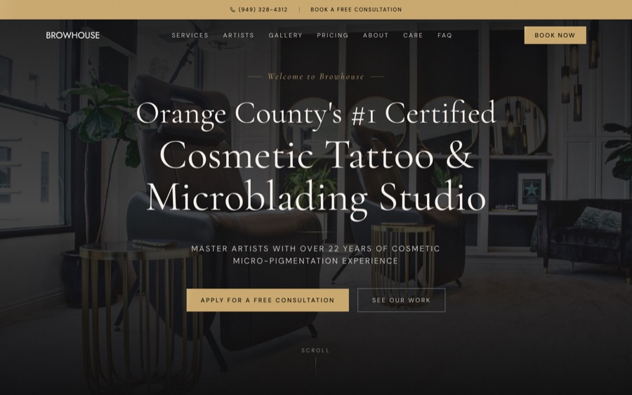 Browhouse website homepage