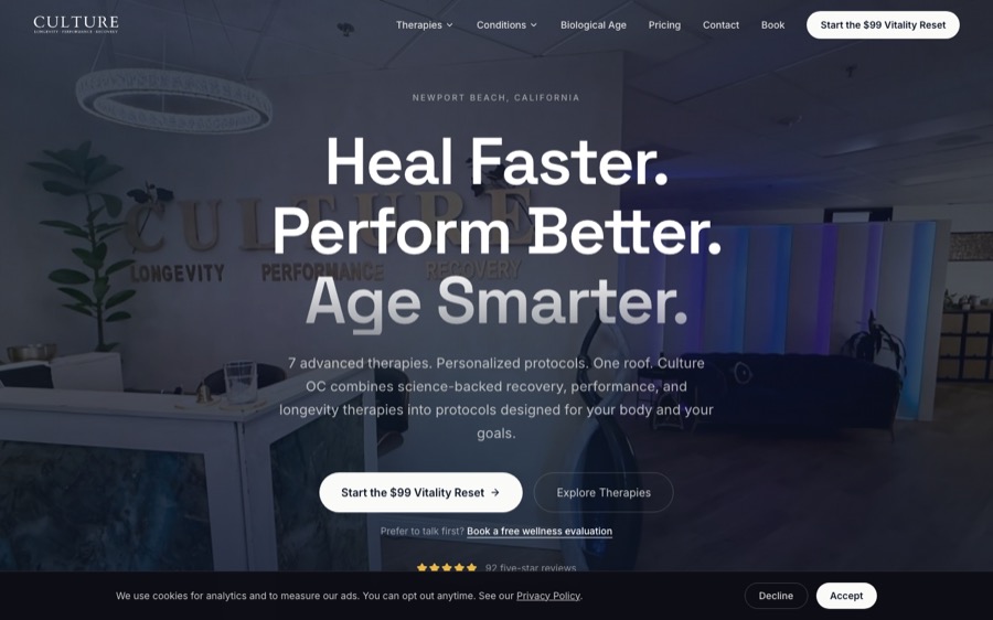 Culture OC website homepage