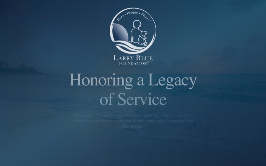 Larry Blue Foundation website homepage