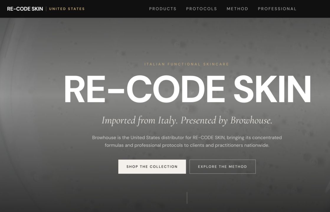 RE-CODE SKIN website homepage